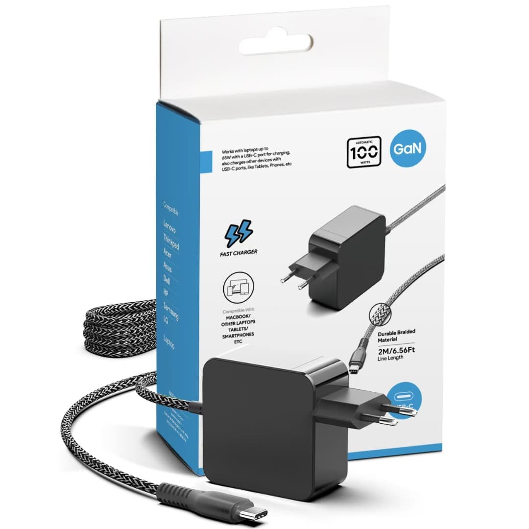 Cargador para Notebook GaN 100W USB C Power Delivery 3.0