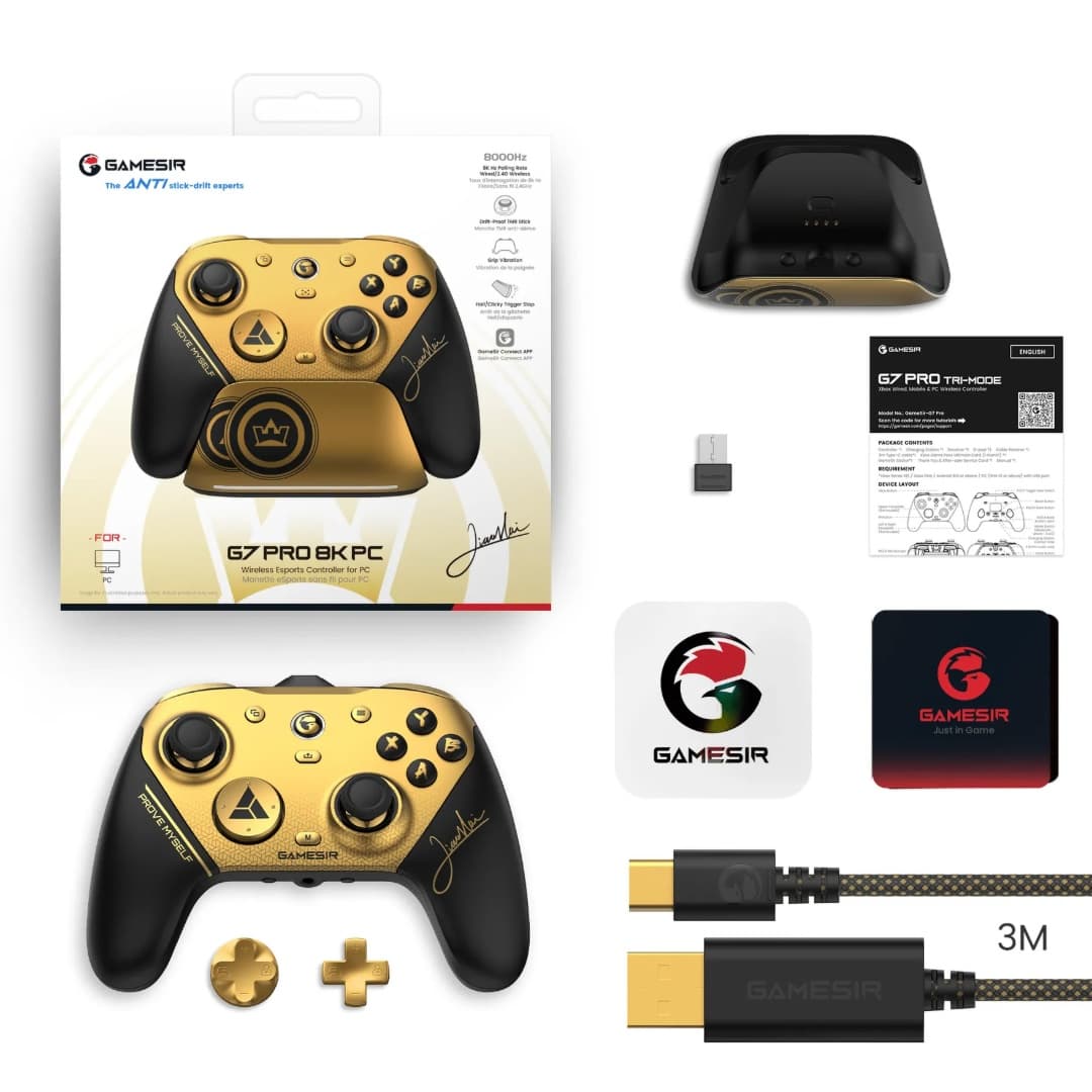 Joystick GameSir G7 Pro 8K Champion Edition negro y dorado