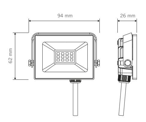 Foco LED Vivion 10W IP65 Luz Fría Negro