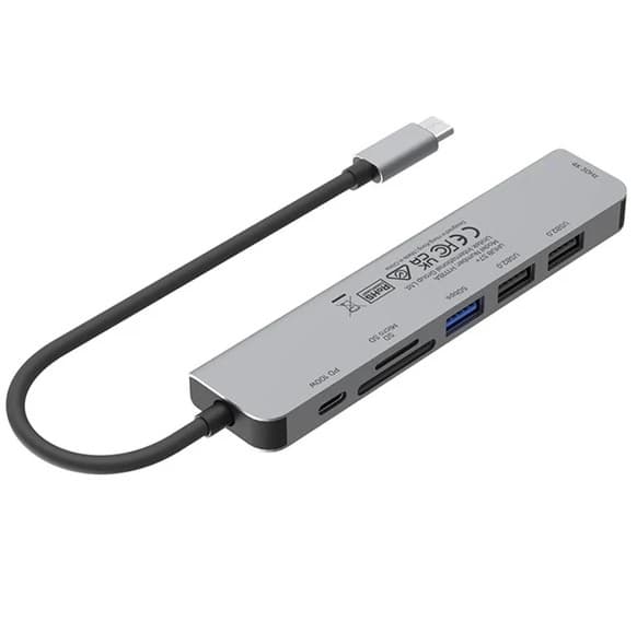HUB USB-C Unitek 7 en 1 5Gbps con PD 100w