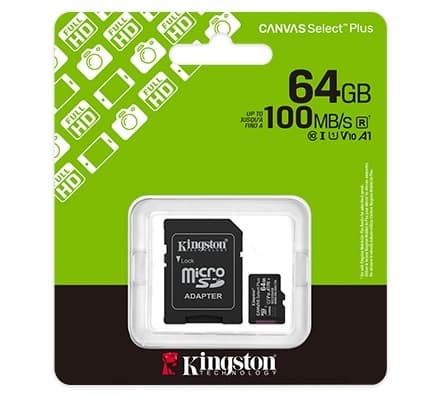 Memoria MicroSD Kingston Canvas Select Plus 64GB Clase 10 A1