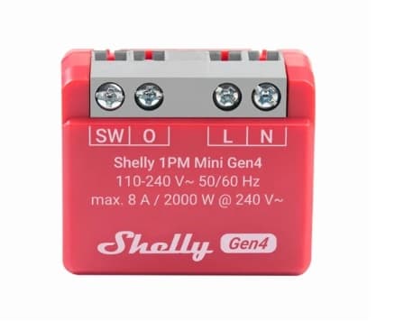 Relé Shelly Mini 1PM GEN4 Wi-Fi 6 8A Medición de Consumo
