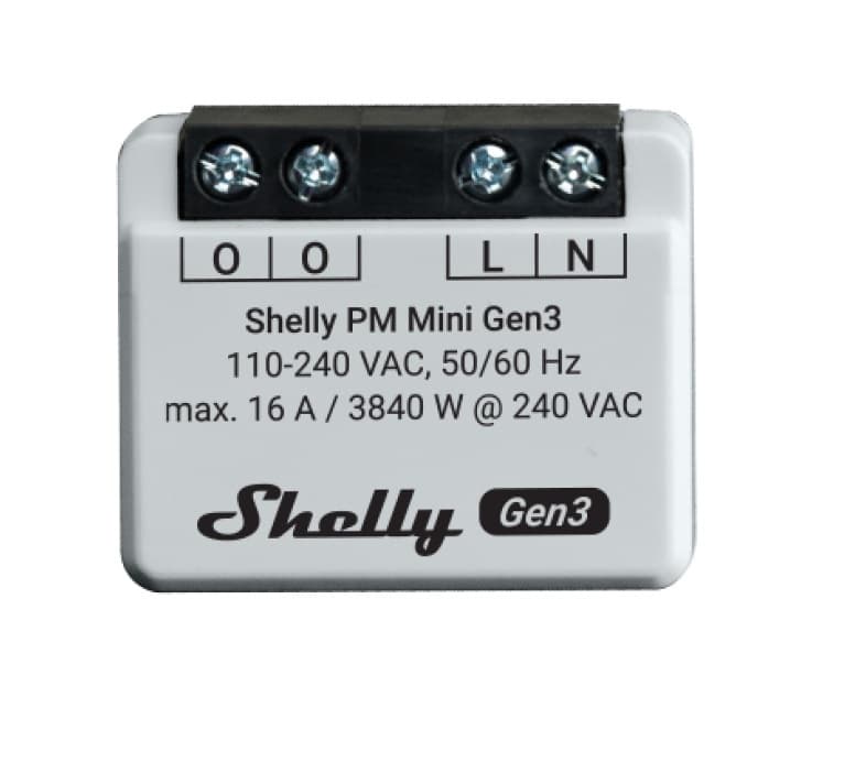 Relé Shelly Mini 1PM GEN3 Wi-Fi Medición de Consumo 16A