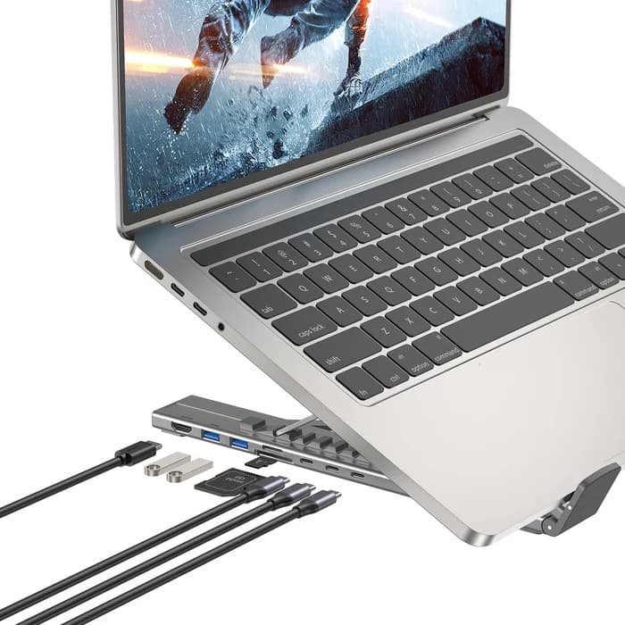 Soporte y HUB Unitek D1137AGY USB-C 4K 100W Plegable Aluminio