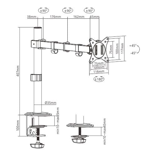Soporte Brazo Articulado Monitor hasta 32'' 9kg