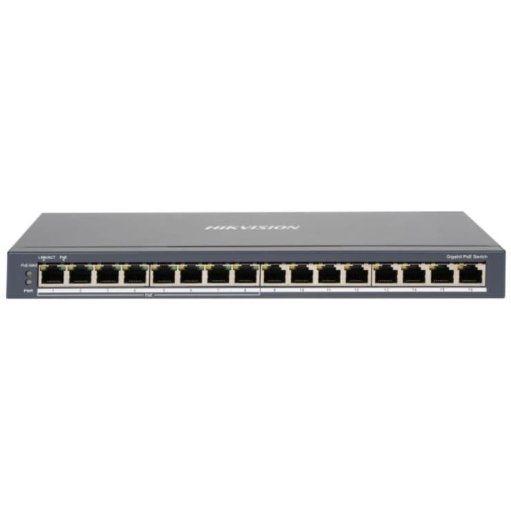 Switch Hikvision 16 puertos (8 puertos PoE+) Gigabit 110W