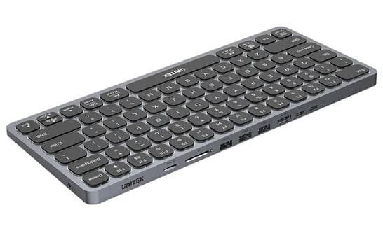 Teclado con HUB USB-C Unitek 9 en 1 PD 100W HDMI 4K