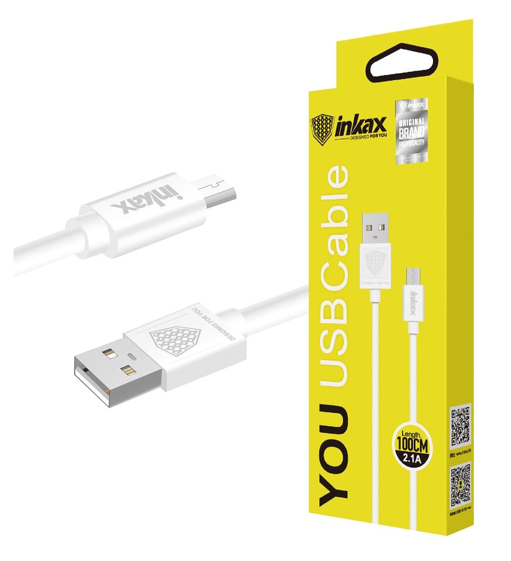 Cable Inkax Micro USB 2.1A 1M Blanco