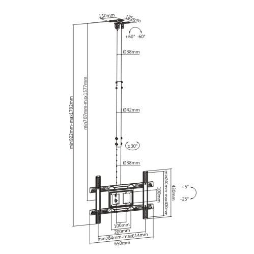 Soporte Techo Brateck PLB-CE1046-01 para TV hasta 80"