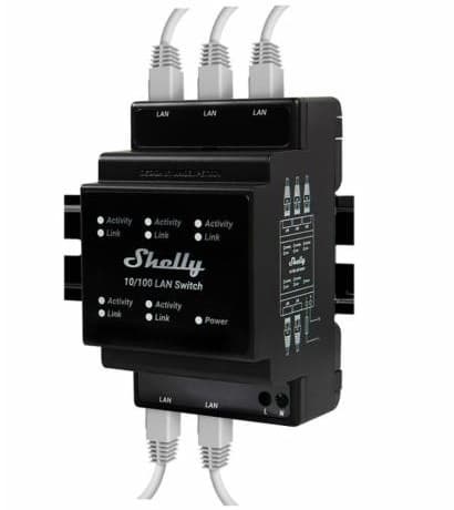 Switch LAN Shelly 5 Puertos RJ-45 10/100 Mbps DIN