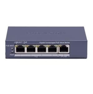 Switch PoE Hikvision DS-3E0505P-E/M (B) 5 Puertos Gigabit 45W Metálico