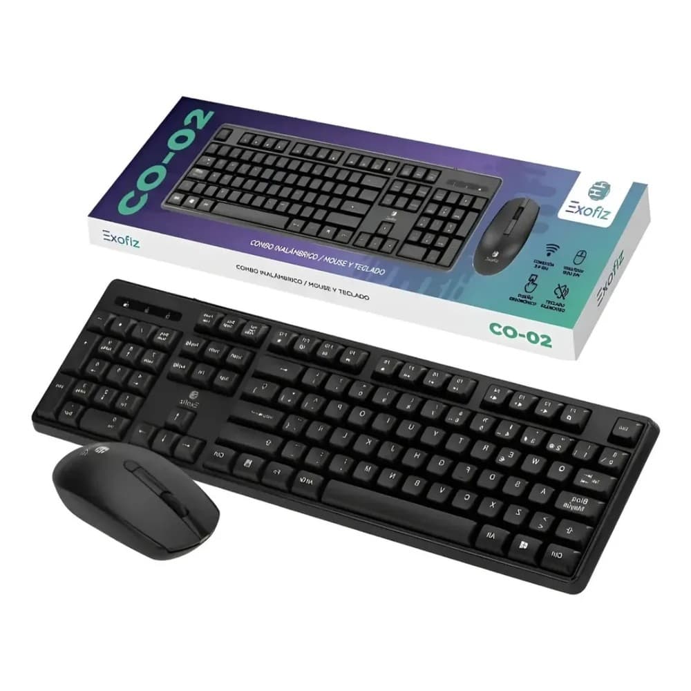 Teclado Inalámbrico TE-02 Negro Exofiz